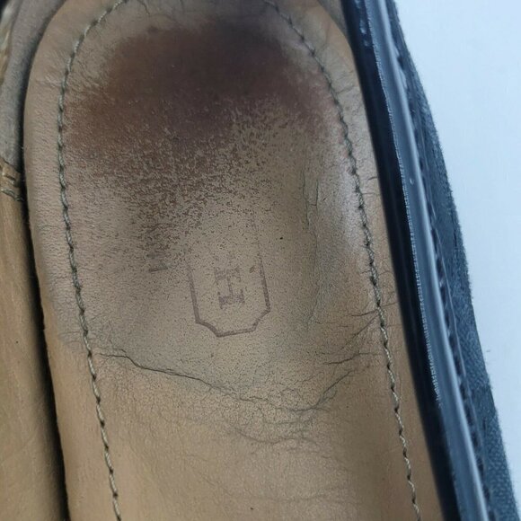 Coach Black Canvas Patent Jacquard Heeled Loafers Size 5.5B - Picture 9 of 11